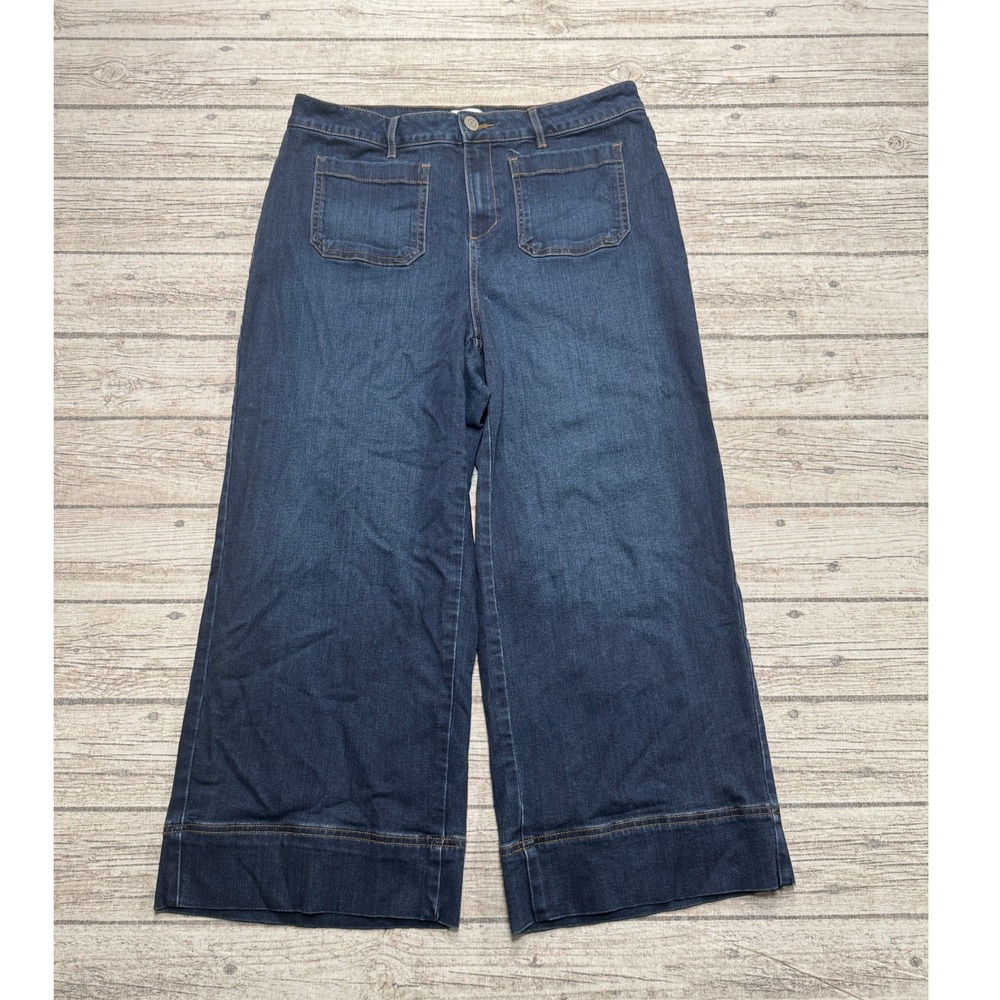 Old Navy Jeans Women's 14 Blue Denim High Rise Wide Leg Baggy Fit Indigo Wash